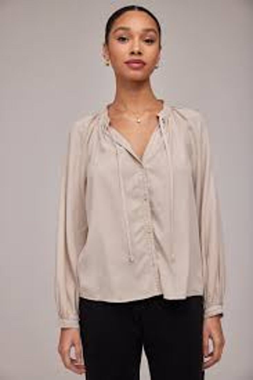 Bella Dahl Raglan Full Sleeve Button Down Top Tan High Desert L NWT Boho Chic